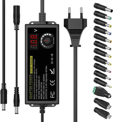 Universell strömbild 24V 3A 72W, AC till DC anpassningsbar spanningsregler med LED-spänningsindikator och 14 anslutningar
