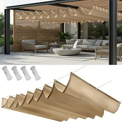 Riktbar våt och regnskyddande solskugga Segel 260x500cm, UV-resistent, Med häfver med vave, Solskugga för tak