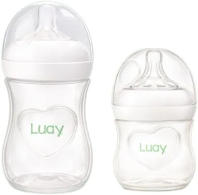 Luay Baby Feeding Bottle - Anti-Colic Milk Bottle for Newborns & Infants, Wide Neck, Soft Silicone Nipple, Leak-Free