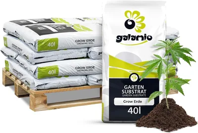 GALAMIO Grow-Erde 480L (12 x 40L) Substrat für Cannabis und Palmbäume - 80% Torfmoos mit Perlit, Düngemittel