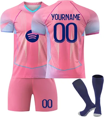 Maillot de football personnalisé Barca, Home/Away pour enfants et adultes avec nom et numéro, taille 25/26