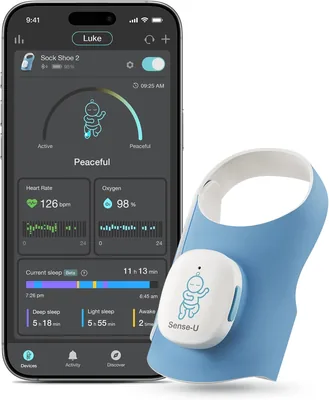 Sense-U Smart Sock Shoe 2 Baby Monitor - Tracks Heart Rate & Sleep, Best Deal