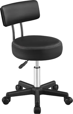 SONGMICS Activo OSC071B101 - Tabouret de travail réglable en hauteur et rotatif avec dossier en cuir synthétique, 48% de réduction