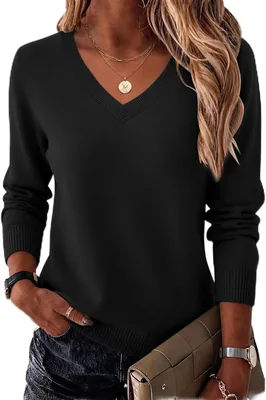 Zeagoo Women's Long Sleeve Sweater V Neck Pullover Best Deal