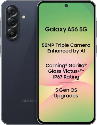 सैमसंग गैलेक्सी A56 5G (अविश्वसनीय मध्यरात्रि नीला, 8GB, 128GB) | 36% ऑफ | ट्रिपल कैमरा सेगमेंट सबसे पूर्ण | AI एडिटिंग | 4nm प्रोसेसर