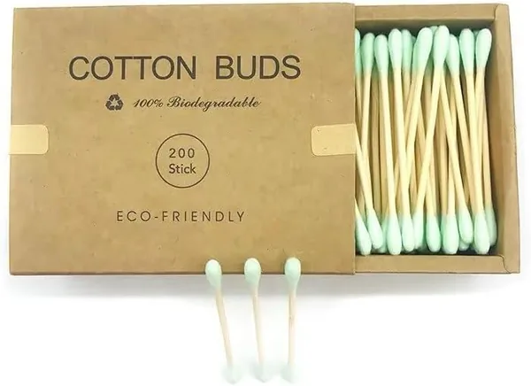 Eco-Friendly Bamboo Cotton Buds 200 Green Biodegradable