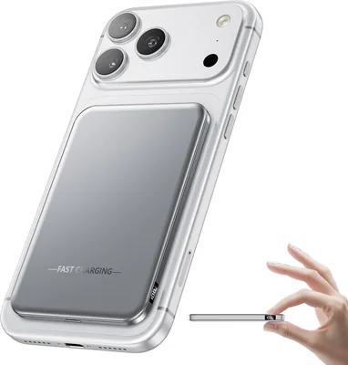 超薄設計モバイルバッテリー 8000mAh 大容量 コンパクト マグネティック充電対応 15W高速充電 LED