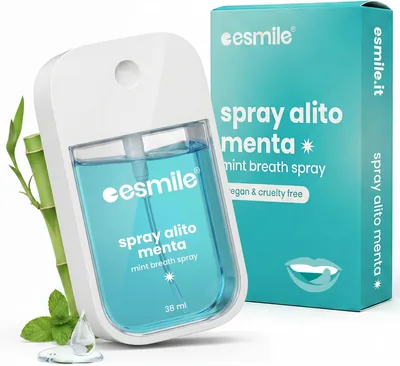 Espray para la boca esmile Mint 37ml - Aliento fresco instantáneo, sin alcohol, fórmula vegana natural - Espray para el aliento de bolsillo