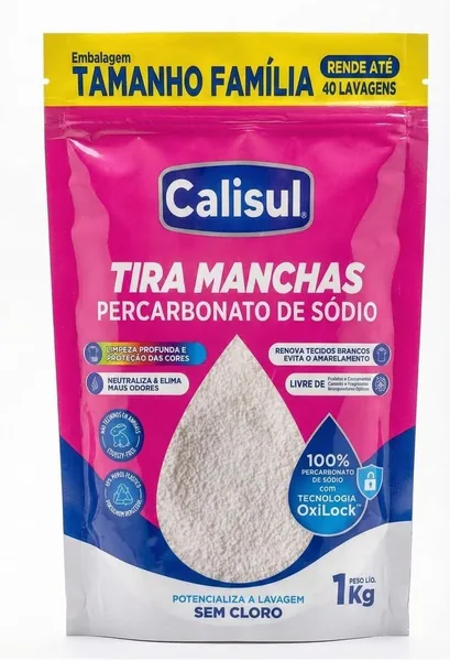 Percarbonato de Sódio 1kg em Pó - Removedor de Manchas Sem Cloro e Biodegradável, Limpeza Doméstica