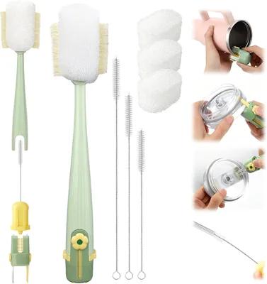 5 in 1 Water Bottle Cleaner Brush Set - Multifunctional Kit with Straw Brushes & Storage Holder
