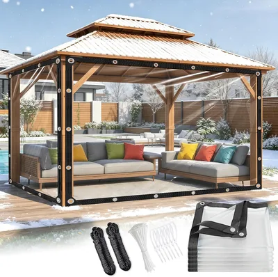 LTXY Transparenter Planenstoff mit Ösen, 2 x 3 m, PVC-Planenstoff, Durchsichtige Plane, Wasserfest, Rissbeständig