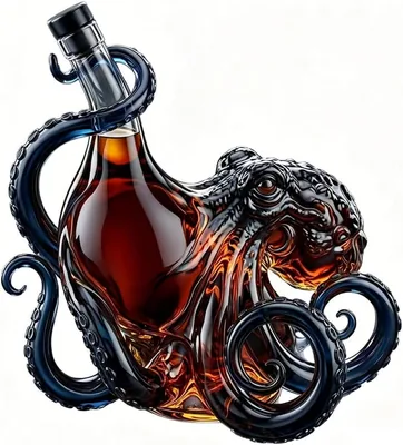 Kraken Glass Decanter, 350ml Borosilicate Glass Liquor Bottle with 3D Octopus Tentacle Design, Decor