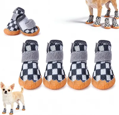 Zapatos para Perros YTZPOI con Suelas Antideslizantes y Correas Ajustables - 4 Piezas Botas Transpirables Antideslizamiento