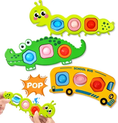 فidget Popper Sensory ألعاب طفلية، 3 قطع أشرطة حسية دفع وتفجير فقاعات Montessori لعبة مشغولة للسفر بالطائرة والسيارة