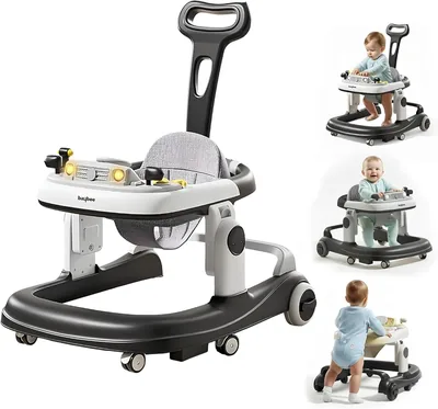 Baybee Pollo 3 in 1 Baby Walker - Adjustable & Foldable with Musical & Food Trays