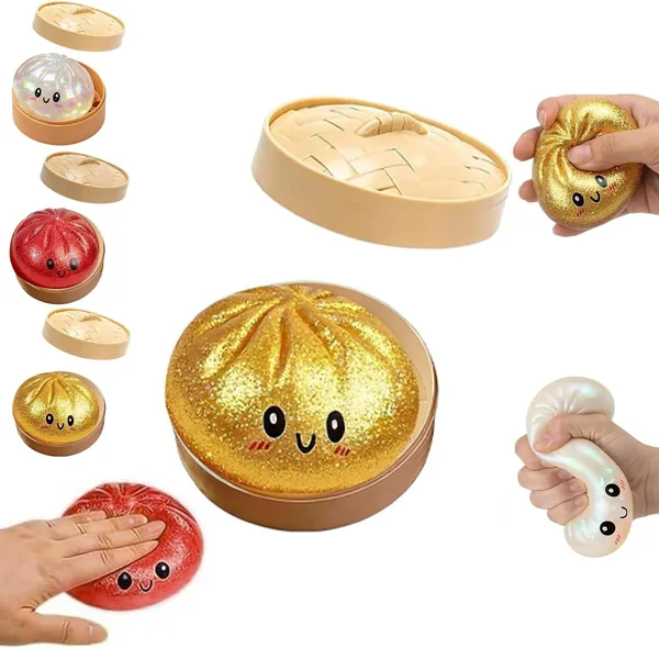 AQAZX Dumpling Squishy Glitterato: Giocattolo Antistress per Adulti, Deformabile e Schiacciabile