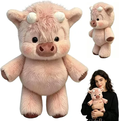 HBSFBH Running Plush, 45cm Cow Soft Plush, Giocattolo di Peluche Highland Cow, Giocattolo Corridente, Peluche Corr-e