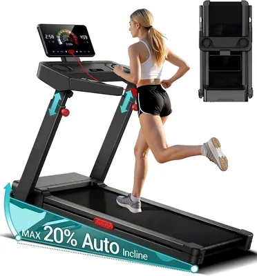 Foldable Walking Pad - 20% Incline, 3.5HP Motor