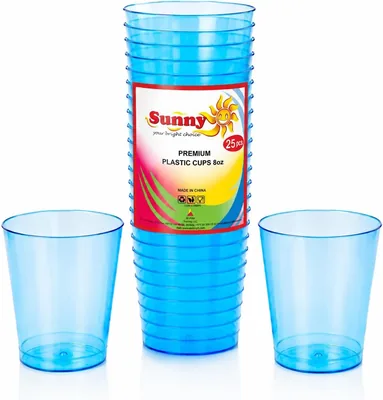 Transparent Colored Plastic Cups 8oz - 25 PCS | Reusable & Recyclable