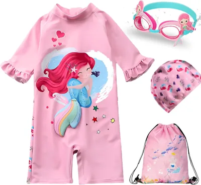 Oceanic Girls Swimwear Set Short Sleeves Rash Guard with Accessories - Best Deal