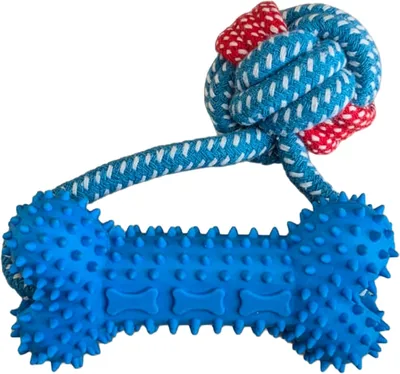Interactive Dog Chew Toy Rope & Rubber Bone Set - 23% Off