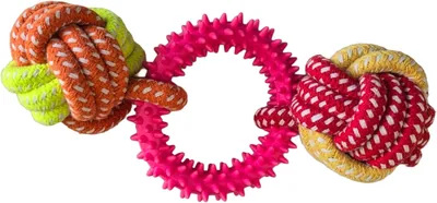 Pet Dog Rope Chew Toy Textured Teething Ring - Interactive Tug & Chew for Puppies & Small Dogs