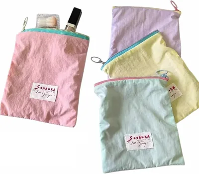 4 Pack Dopamine Color Mini Cosmetic Pouches Zipper Travel Bag Set
