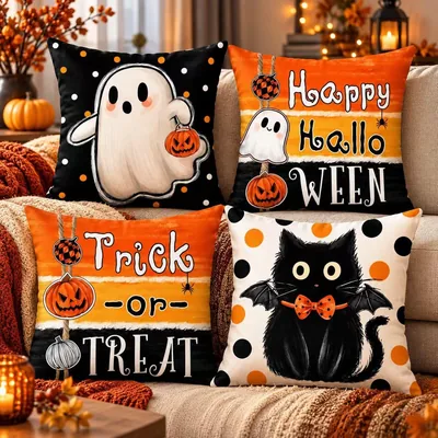 Fundas de Almohada NEOXMERIA de Lino de Calabaza, 4 Piezas, 45 x 45 cm