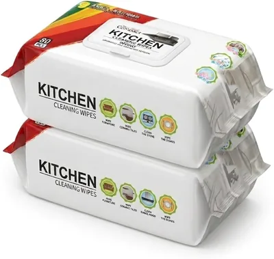 Heavy Duty Kitchen Cleaning Wipes - XL Degreasing Cloths for Oil & Grease, 2-Pack (160 Pieces)