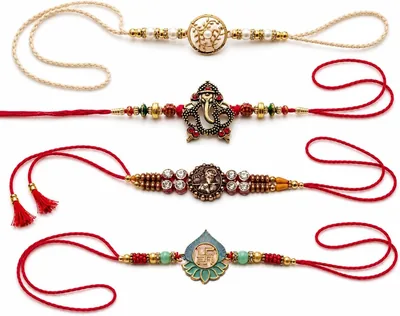 Premium Hand Crafted Beads Rakhi Set of 4 for Brother | Best Deal