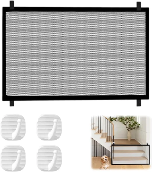 Mesh Stair Gate, 110x72cm Retractable Baby Gate, Stair Gates for Baby and Pets, Adjustable and Exten