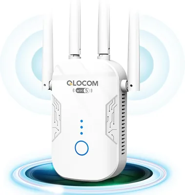 QLOCOM 2026 Répéteur WiFi Puissant 1200Mbps, Amplificateur WiFi Double Bande 5GHz & 2.4GHz avec WPS, WiFi - 18% de réduction