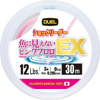 デュエル ピンク フルオロ EX ショック リーダー 30m 2-100lbs フルオカーボン ジャストストッパー ステルス ピンク