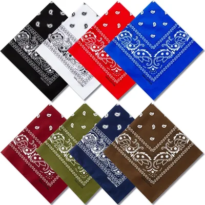 8 PCS 100% Cotton Bandanas, Multi-Purpose Scarfs Headbands for Men Women