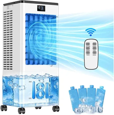 Portable Air Conditioners, Evaporative Air Cooler with Remote & LED Display, 120° Oscillation, 12H T