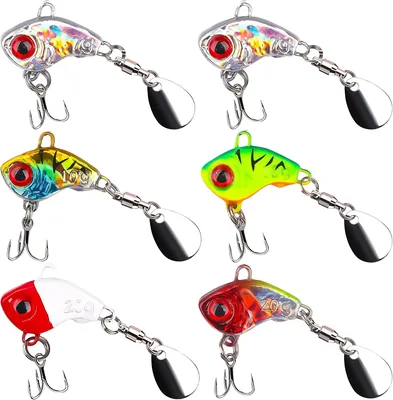 VIVIIHOO Jigspinner-set, 6 stycken, konstgjort bete med spinnblad för abborre, öring, gädda, crankbait, wobbler, spinnbait, fisking