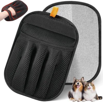 FA PLUS 2 Pack Pet Hair Removal Glove, Electrostatic Cat & Dog Grooming Tool, Reusable Magic Brush
