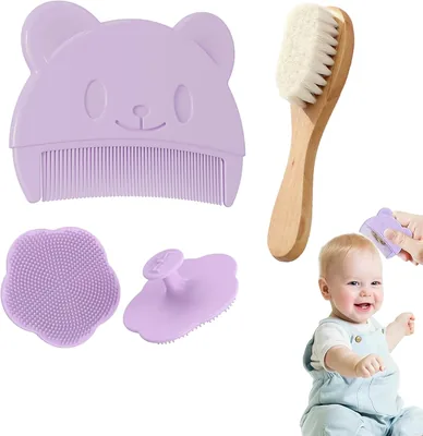 3 Piezas Cepillo y Peine para Bebé, Ideal para Padres de Recién Nacidos y Regalo de Baby Shower, Incluye Cepillo