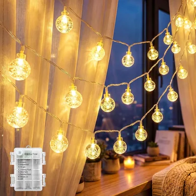 Guhope 10m 100 LED Guirlande lumineuse batterie étanche IP44 pour extérieur, blanc | Lumières féeriques avec 8 modes et minuteur