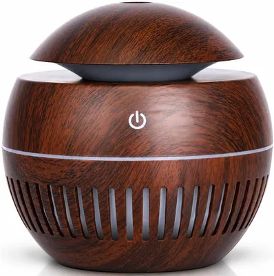 USB Ultrasonic Humidifier & Essential Oil Diffuser - Wood Grain, 130ml, 3W, 8 LED Colors