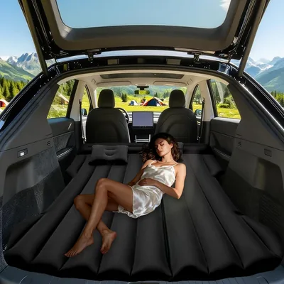 AGEMANY Bilairmatte, Inflatbar mat för SUV Model Y | Falbar sömnmatte bil | Bilbad, Camping