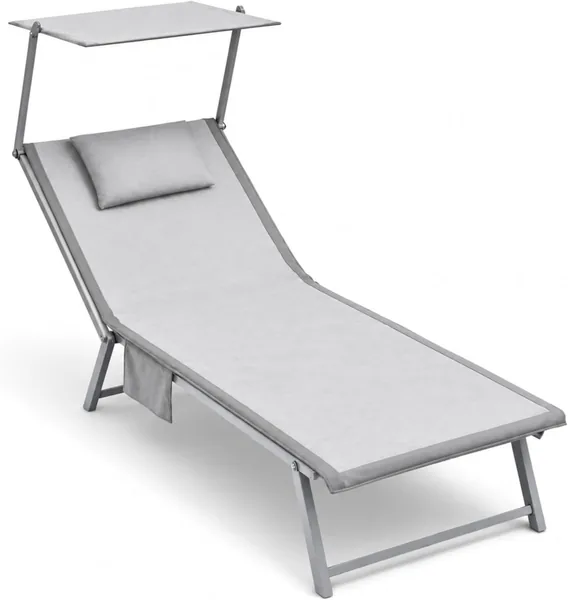 Intimitaly Telo Lettino Mare in Microfibra, 190x70 cm, con Cuscino Gonfiabile Integrato, Tasche Laterali ed Elastici agli Angoli, Asciugatura Rapida (Grigio)