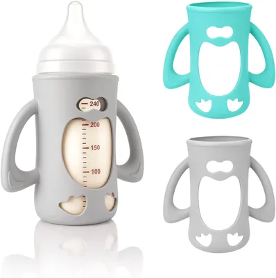 2-Pack Silicone Sleeves for Pigeon Glass Nursing Bottle, BPA-Free Drop-Resistant Baby Bottle Sleeves