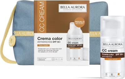 Crema de color adaptativo Bella Aurora CC Pack Anti-Manchas SPF 50+ | Alta cobertura y difumina imperfecciones