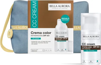 Bella Aurora CC Pack Crema Antimanchas SPF 50+ Control de Aceite | Acabado Mat y Sin Brillo | 71% de Descuento