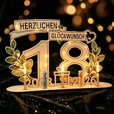 Geldgeschenk zum 18. Geburtstag für Mädchen & Jungen: Originelle Verpackung mit Holzschild und Eukalyptus-Design