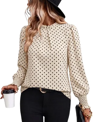 OFEEFAN Women's Ruffle Long Sleeve Blouses