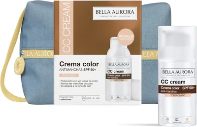 Bella Aurora CC Pack Anti-Blemish Cream SPF 50+ Luz Tonal | Crema Facial con Color Adaptativo | Disimula Imperfecciones y Une el Tono