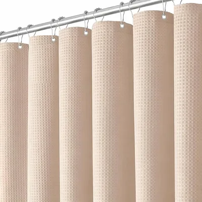DORGKIRA Cortina de Baño para Ducha, Cortina de Ducha Tipo Gofre con 12 Ganchos, Cortina de Regadera de Tela de Algodón Mezcla, Best Deal