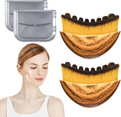 Pinceau pour le visage 2 en 1 avec effet massage sec, contour et soin des joues, poils ultra-doux pour la routine beauté - 5% de réduction